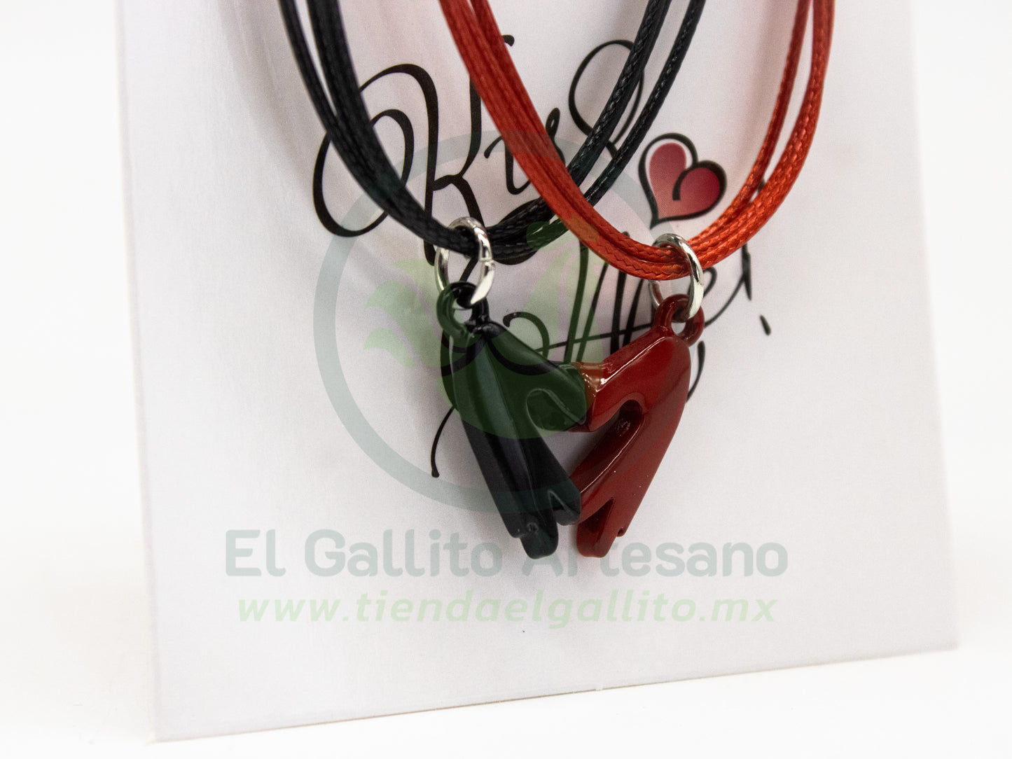 Pulsera HC Dije MD23 | Manos Corazón Coreano Neg/Rojo