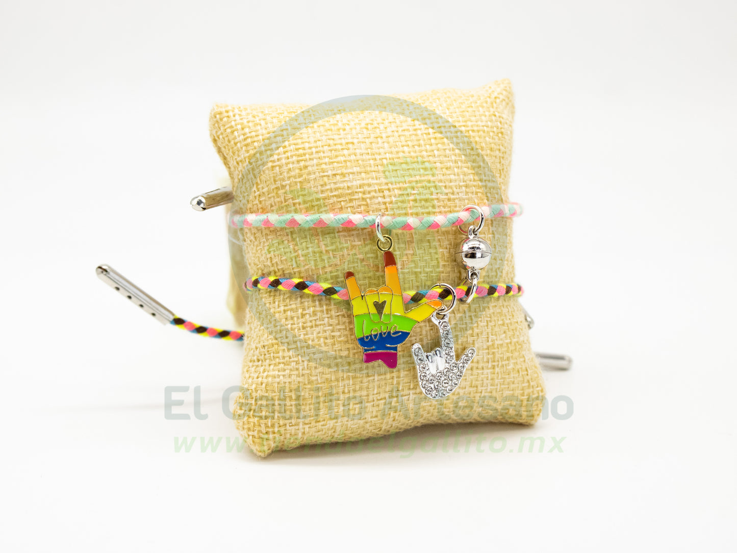 Pulsera Pareja MD21 | Mano Rock Arcoiris