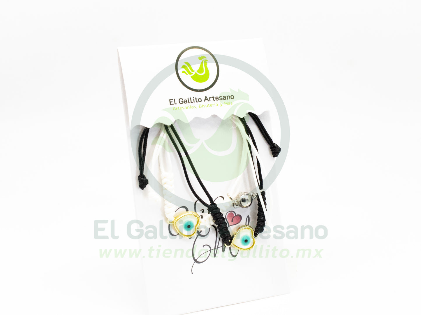 Pulsera Pareja MD23 | Corazón Ojo Blanco