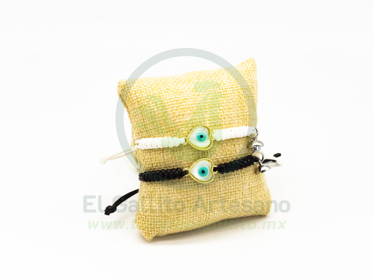 Pulsera Pareja MD23 | Corazón Ojo Blanco