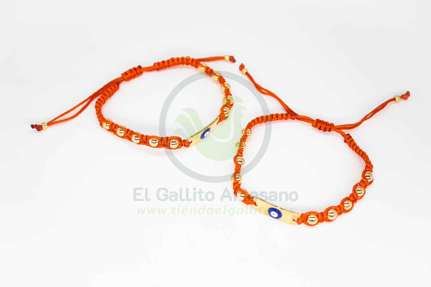 Pulsera Roja 15-3 | Placa Dorada