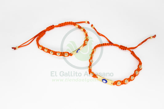 Pulsera Roja 15-3 | Placa Dorada