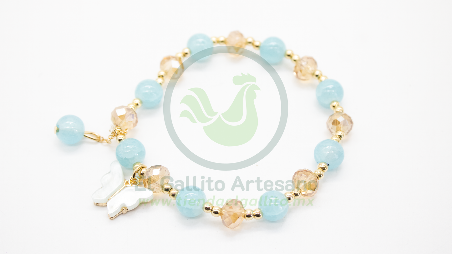 Pulsera B6 MD06 | Cristal Jaspe Mariposa