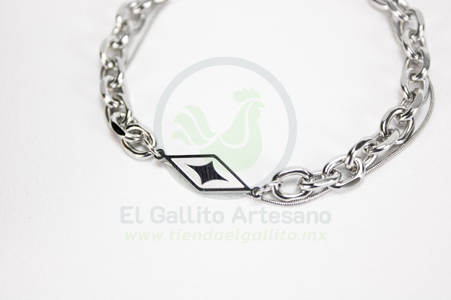 Pulsera Acero 24-4 MD15 | Rombo Blanco