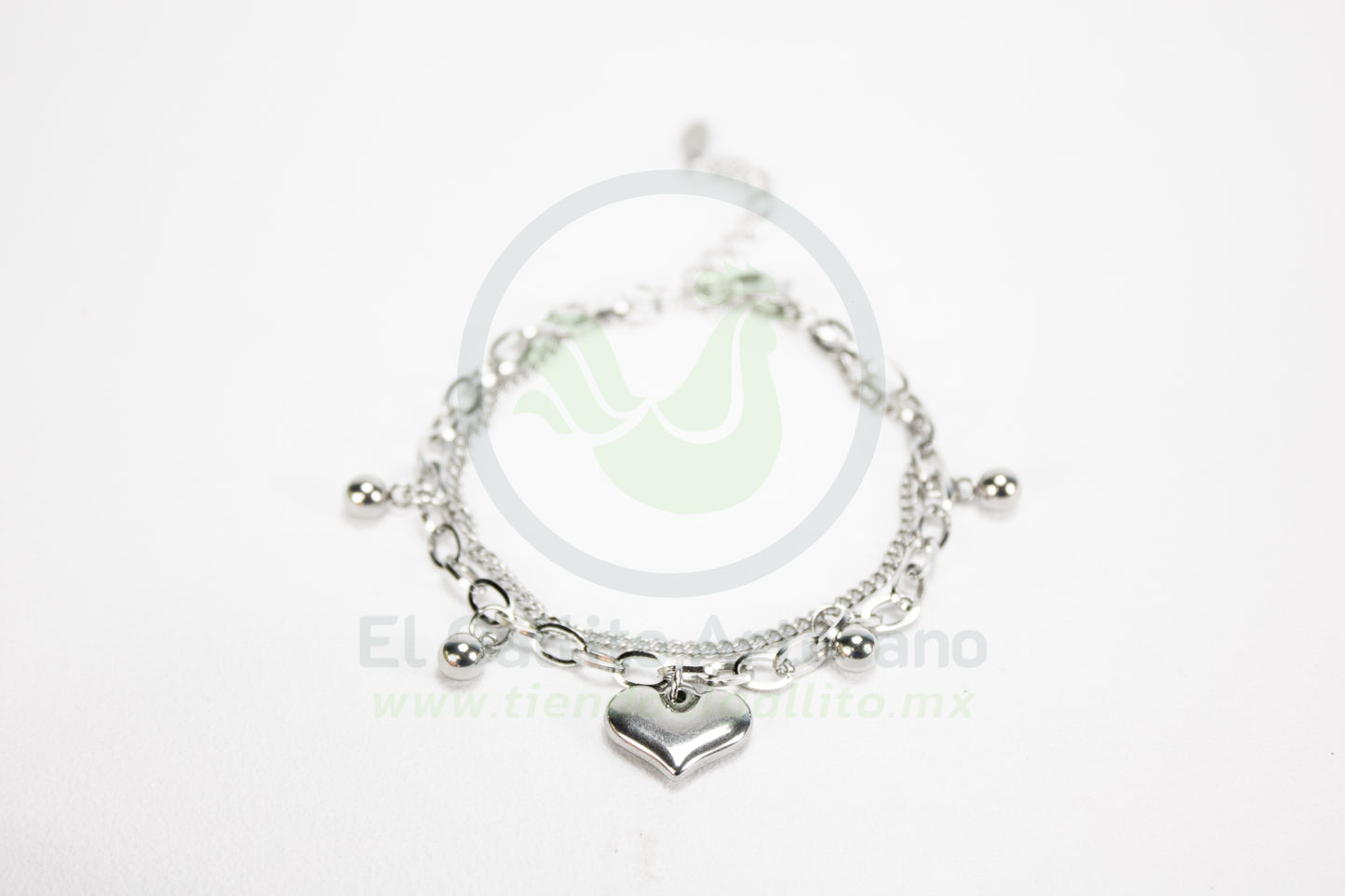 Pulsera Acero 24-4 MD16 | Corazón Bola Lisa