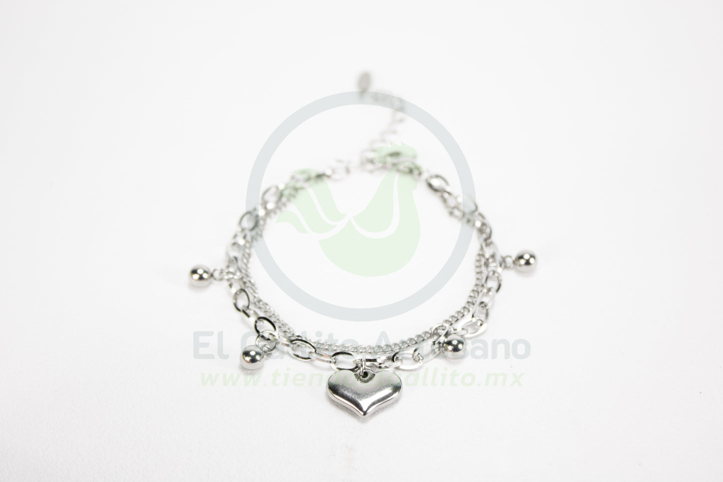 Pulsera Acero 24-4 MD16 | Corazón Bola Lisa