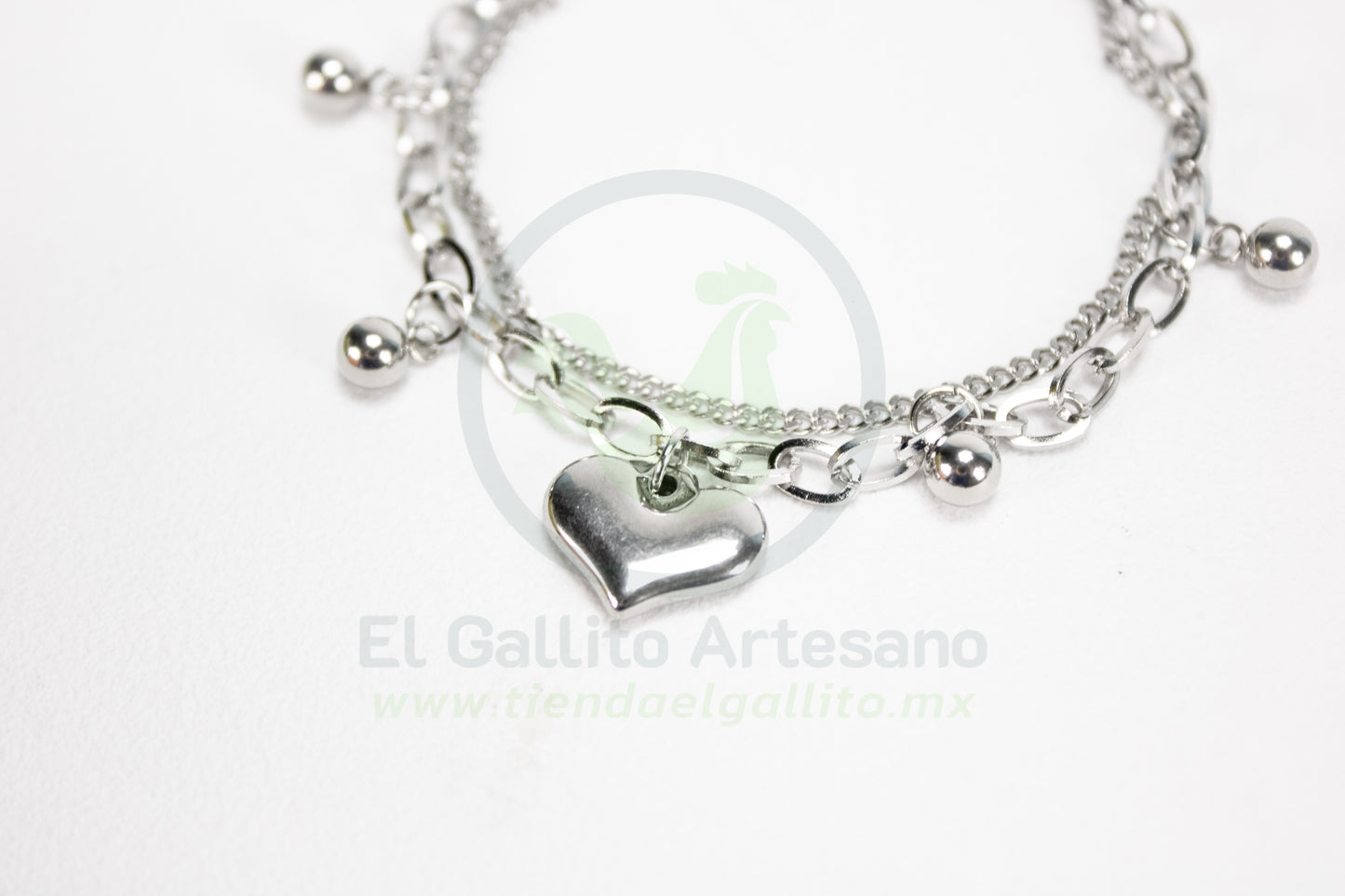 Pulsera Acero 24-4 MD16 | Corazón Bola Lisa