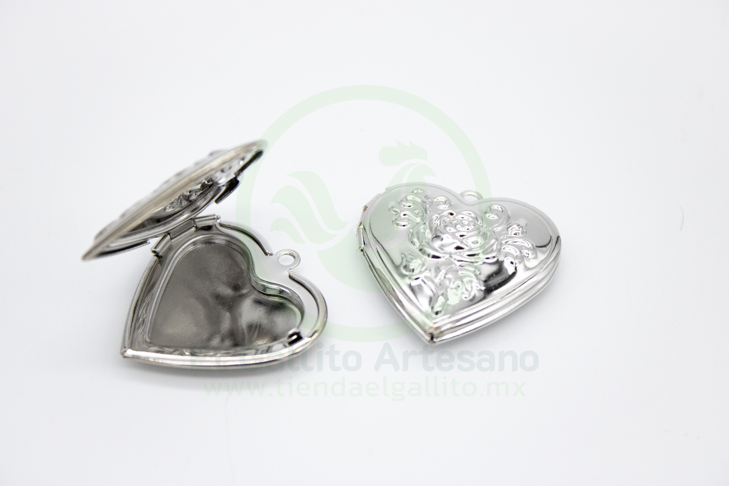 Relicario 28*29 Corazón con Rosa Metal