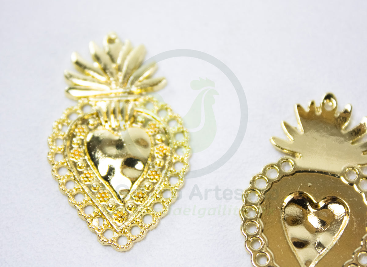 #539 Chapa de Oro - Sagrado Corazón Flores para bordar (PIEZA)