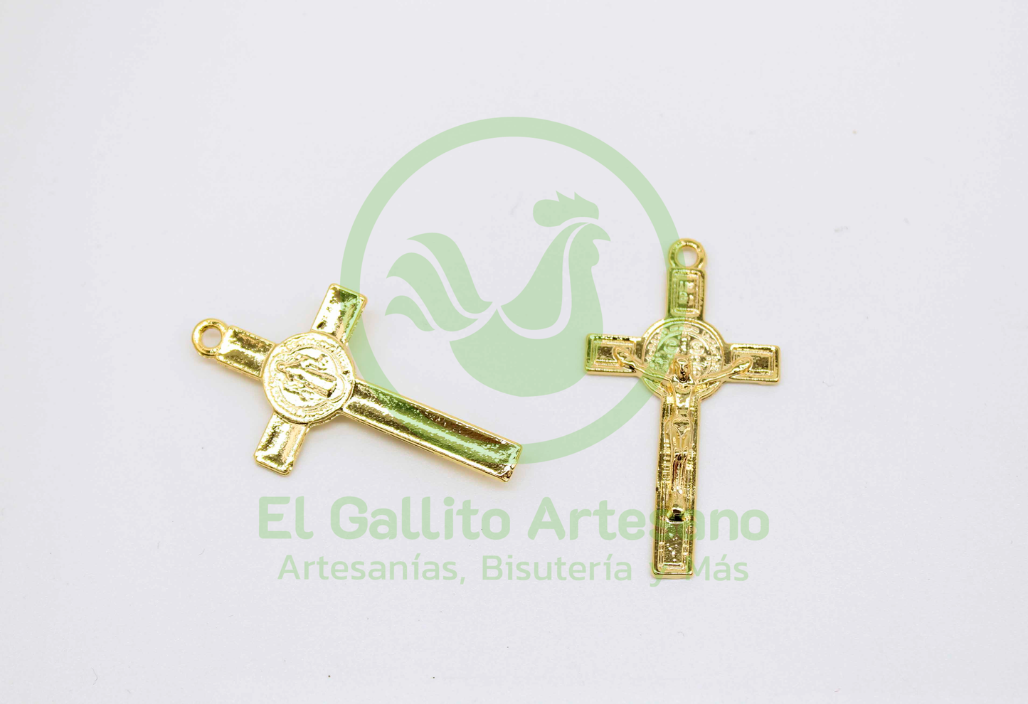 #469 Chapa de Oro - Dije Cruz Cristo C/ San Benito (PIEZA)