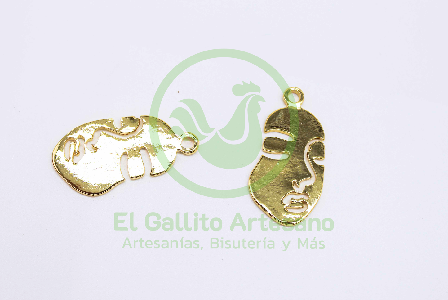 #519 Chapa de Oro Dije Forma De Cara Grande - (PIEZA)