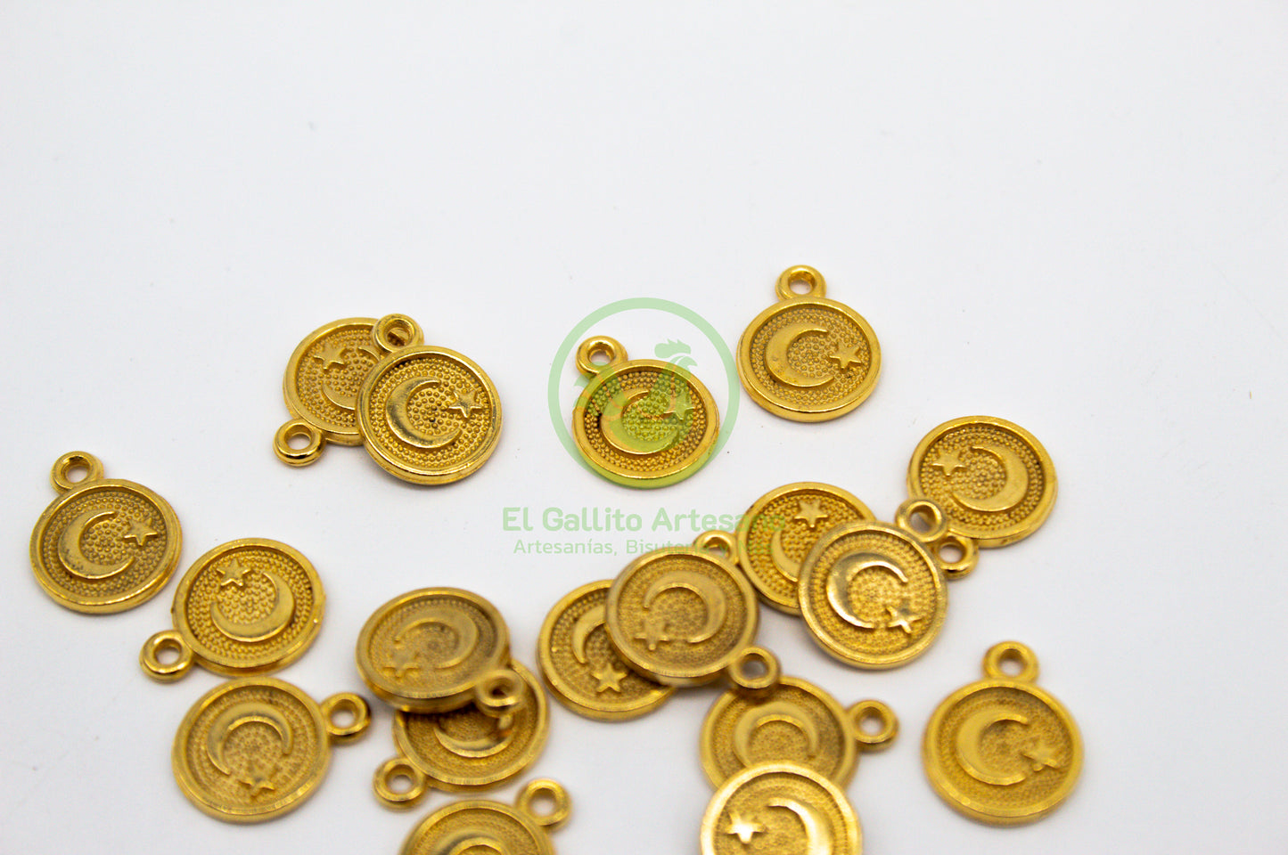 #579 Chapa de Oro - Medalla Punteada Luna Estrella