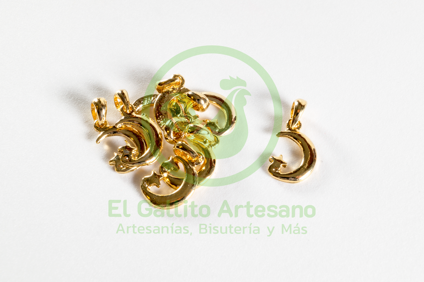 #603 Chapa de Oro - Dije Luna Con Estrellita