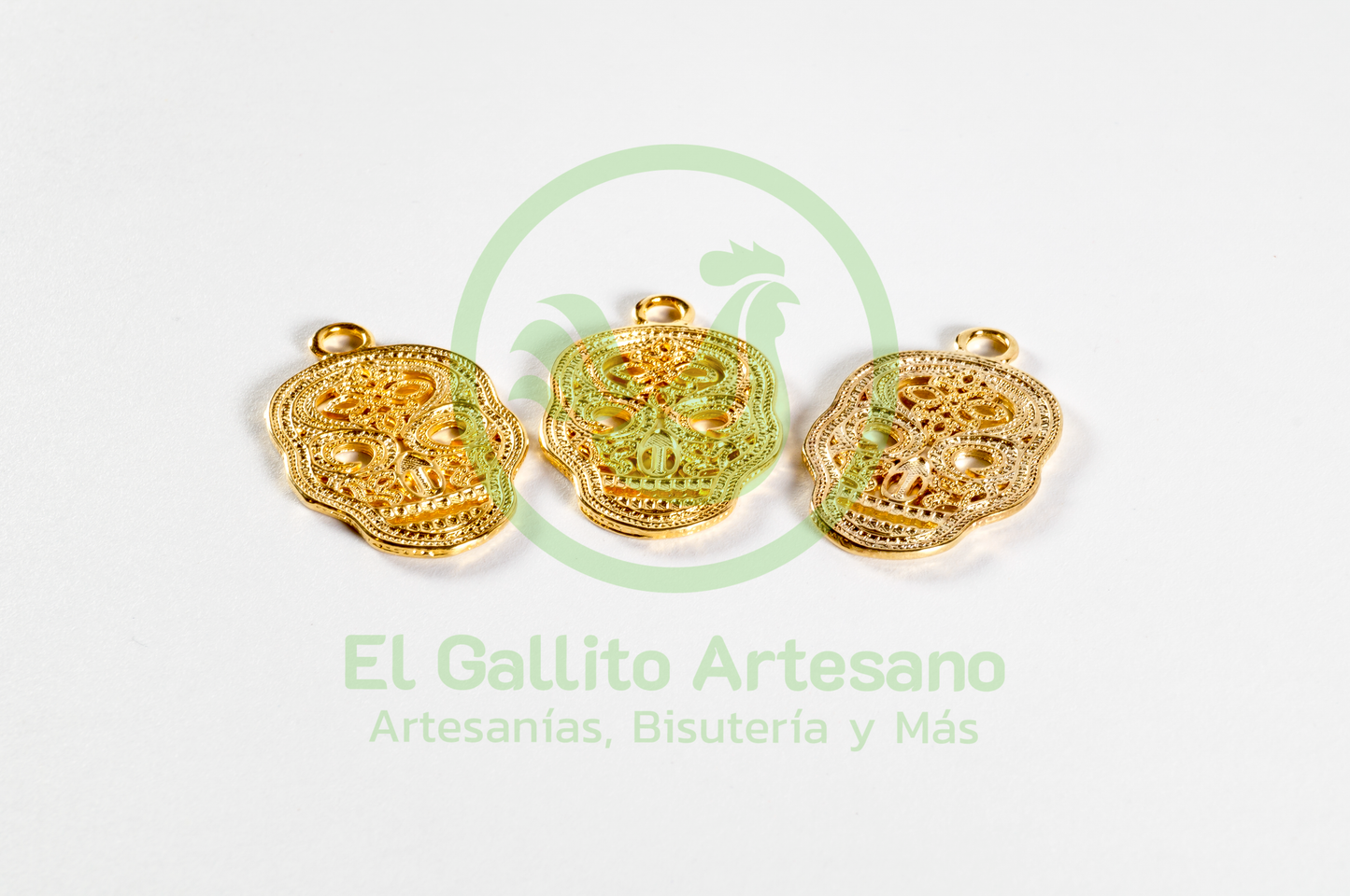 #647 Chapa de Oro - Calavera Detallada Dije Jumbo (PIEZA)