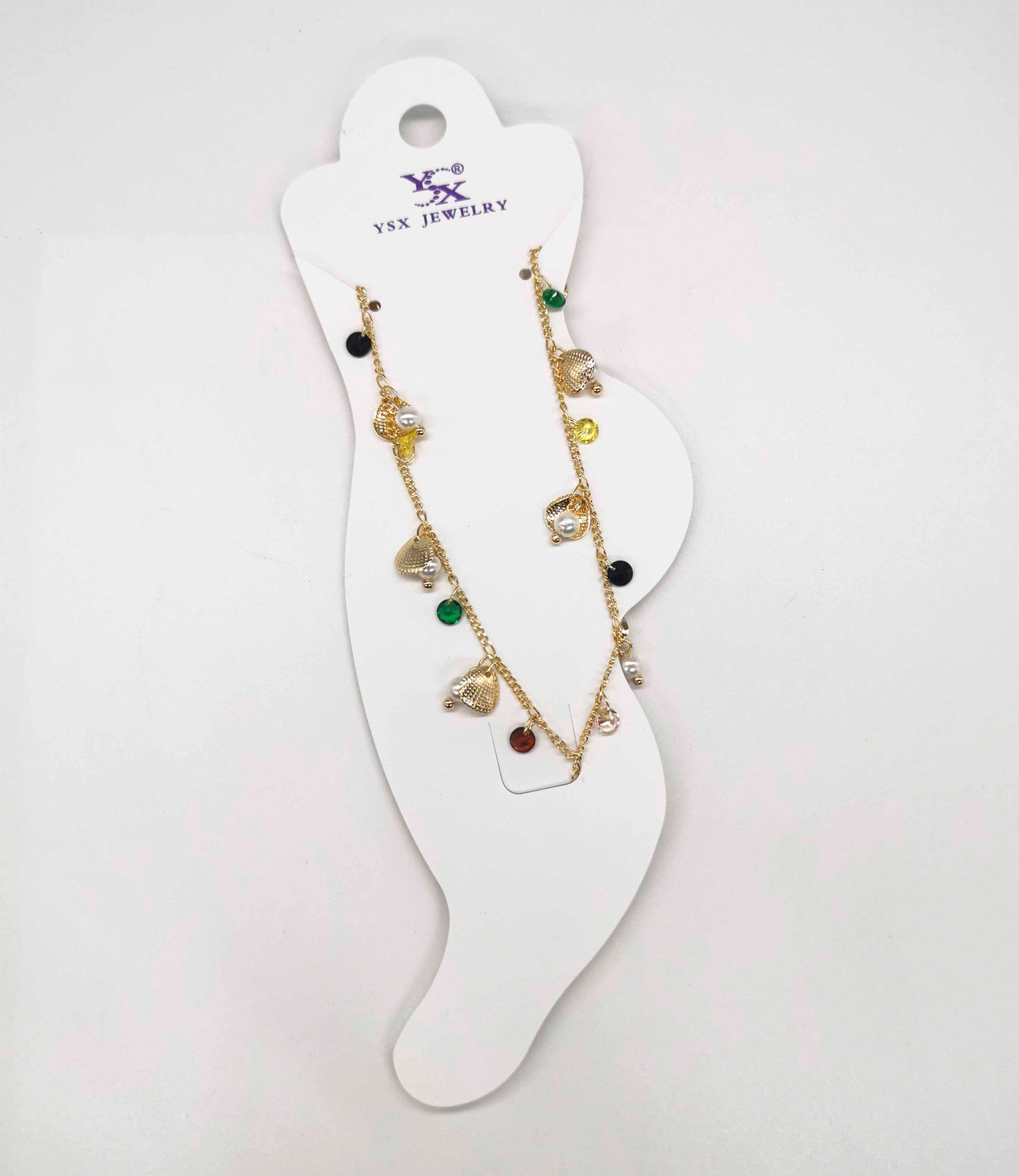 Tobillera Cadena Con Dije Conchita Y Cristal | Varios Colores