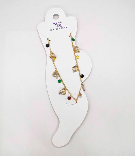 Tobillera Cadena Con Dije Conchita Y Cristal | Varios Colores