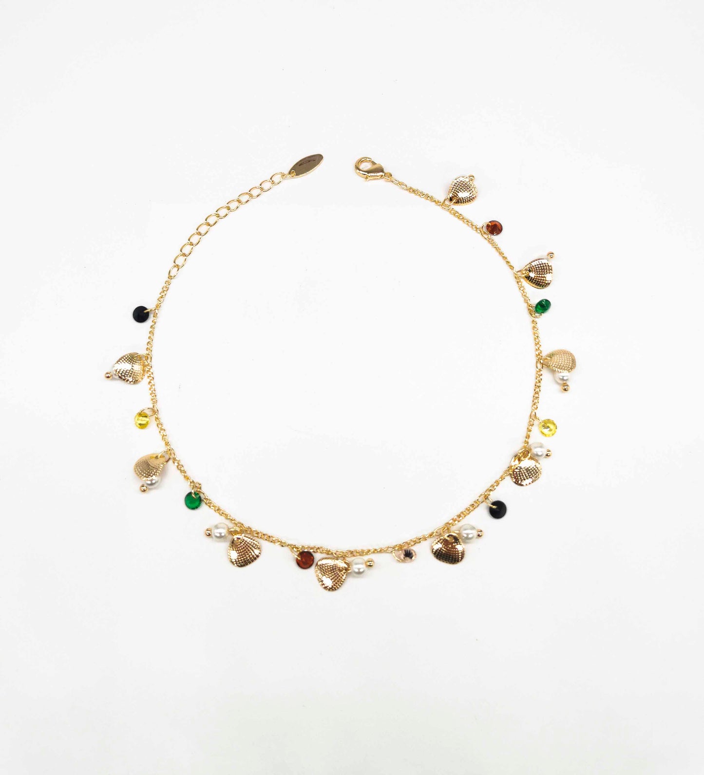 Tobillera Cadena Con Dije Conchita Y Cristal | Varios Colores