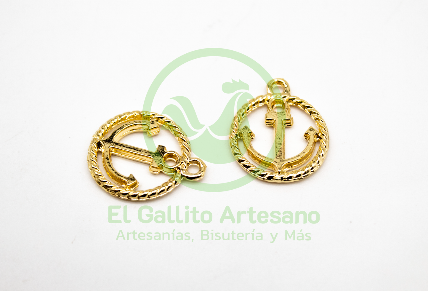 #843 Chapa de Oro - Dije Circulo con Ancla