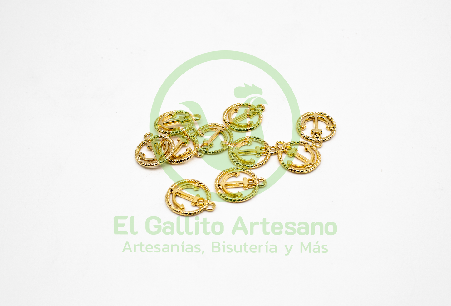 #843 Chapa de Oro - Dije Circulo con Ancla