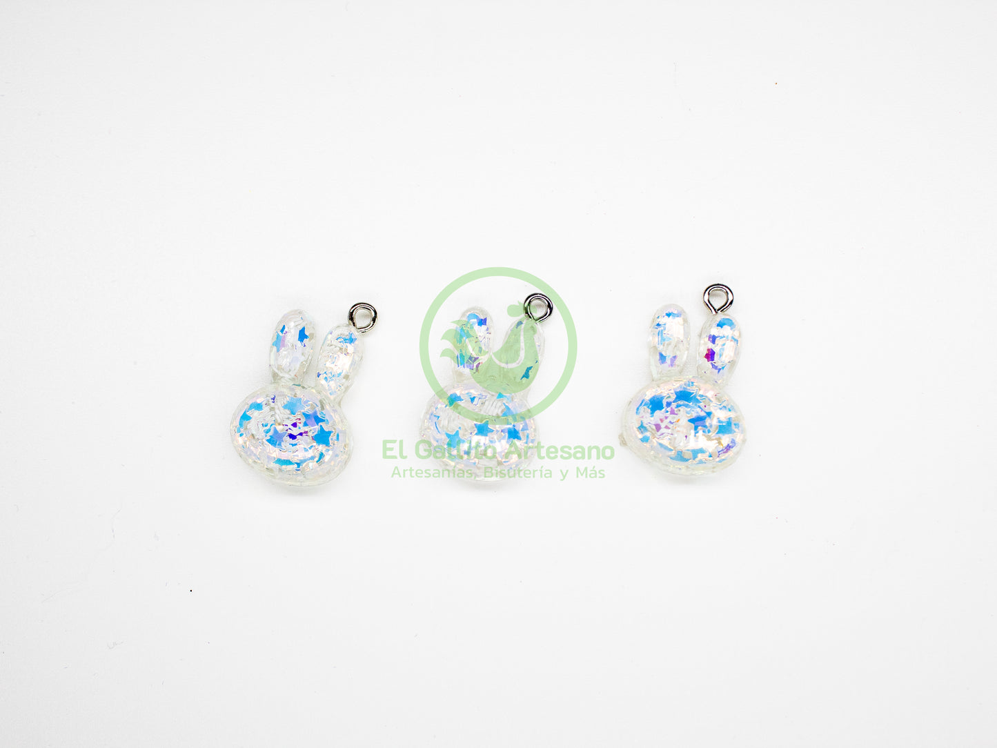 Conejo Blanco Estrellas 7 - Dije Craquelado