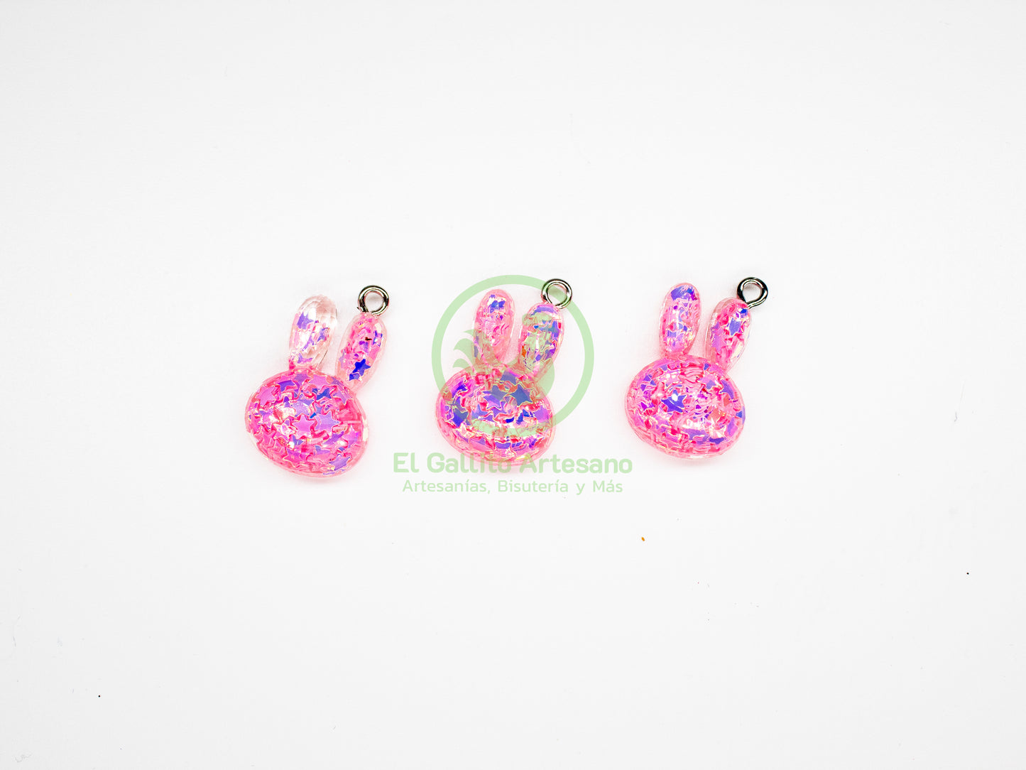 Conejo Rosa Estrellas 8 - Dije Craquelado