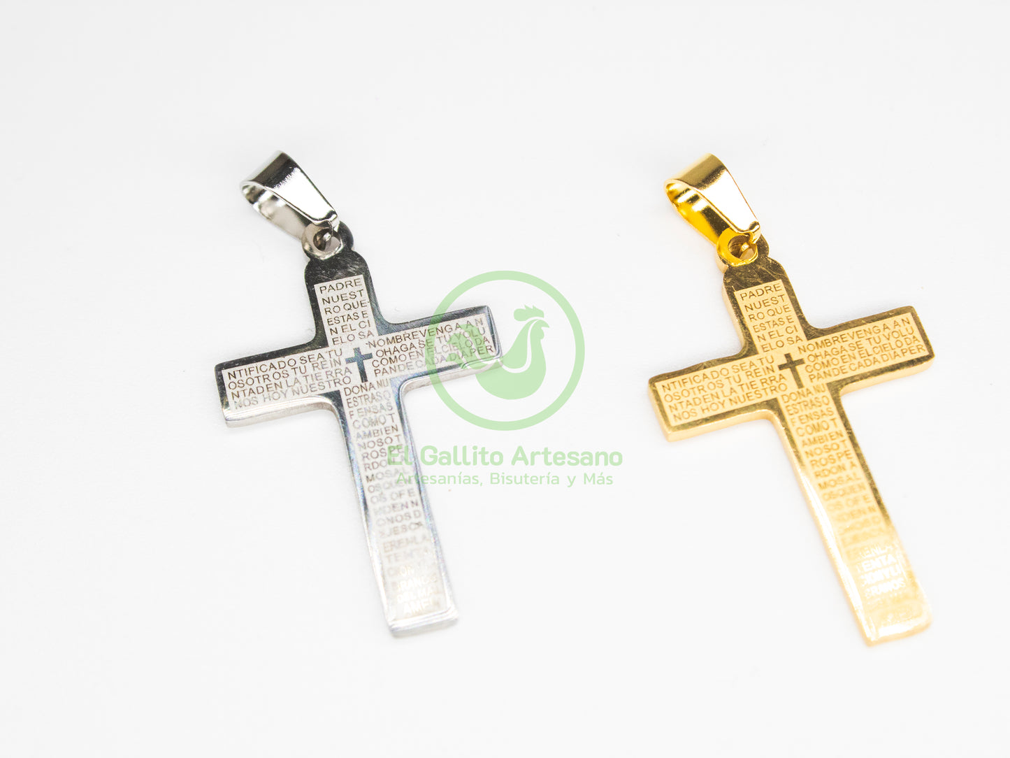 Dije Acero AC-12 Cruz con Oración