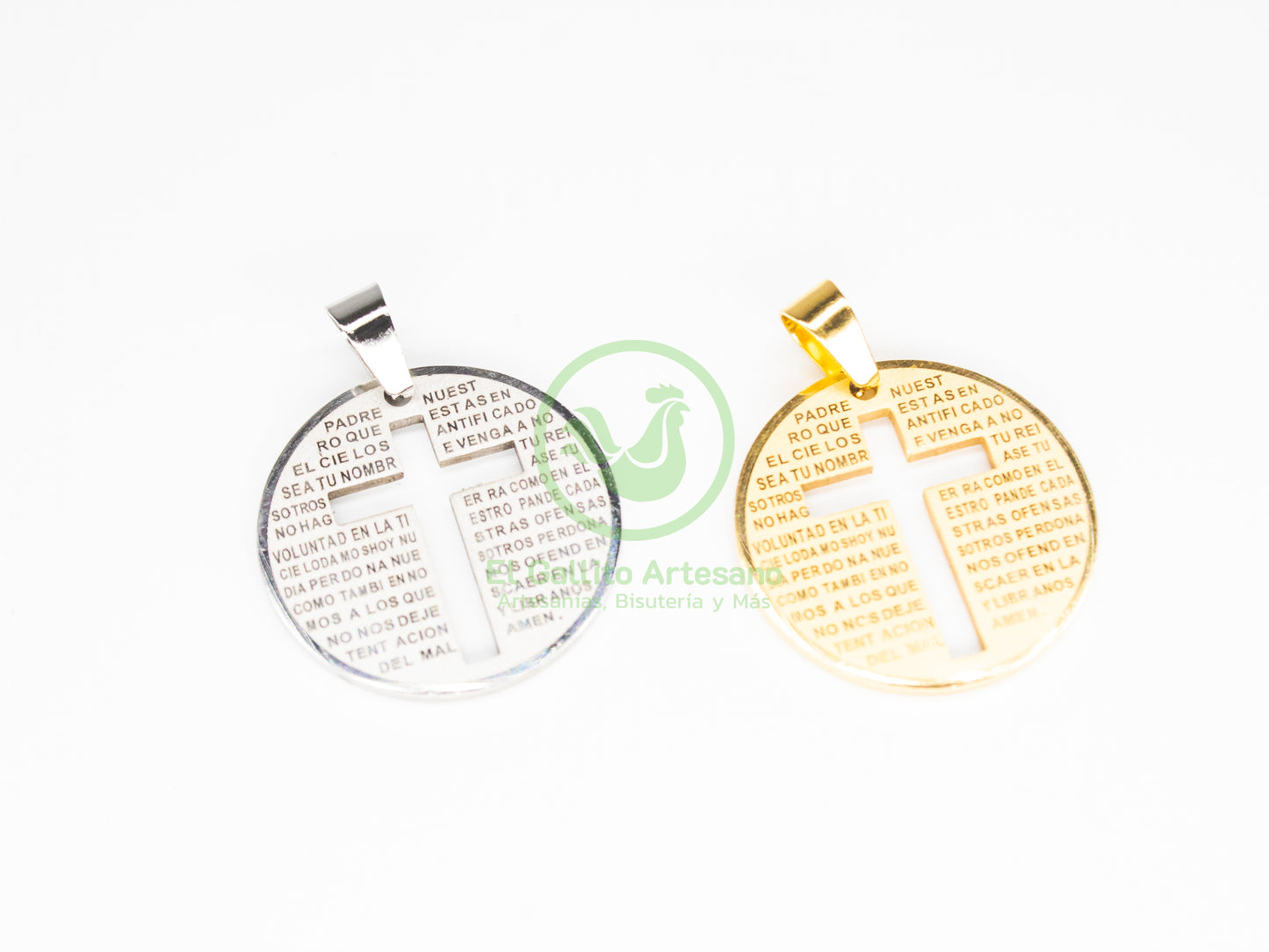 Dije Acero AC-03 Medalla Grande con Oración