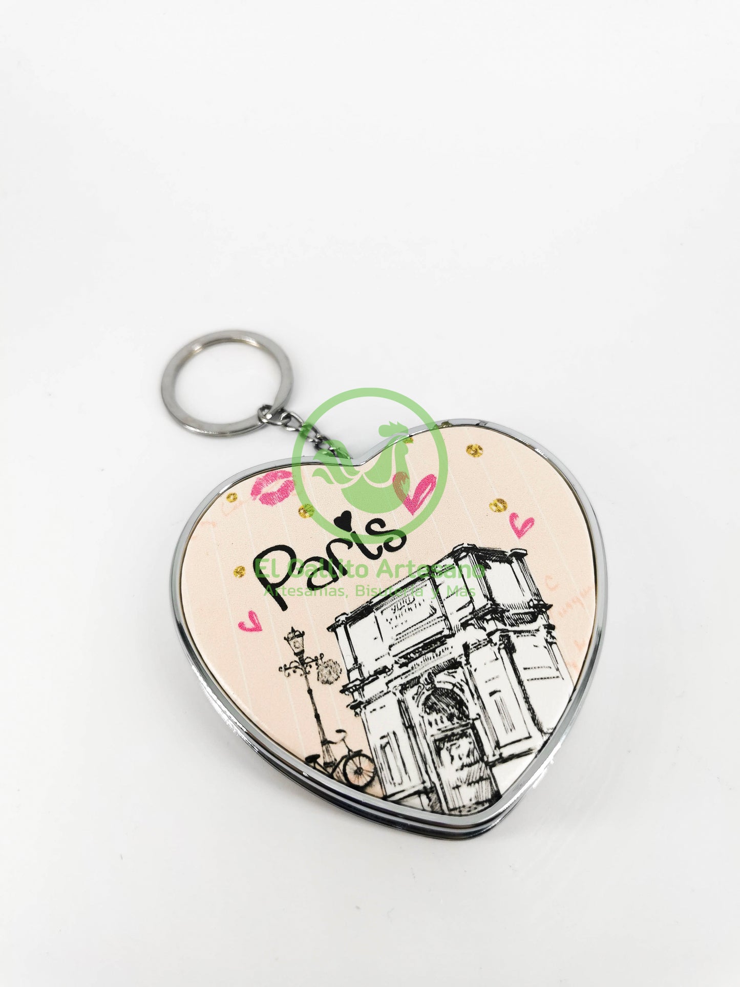 Espejo Llavero Corazón Vinil