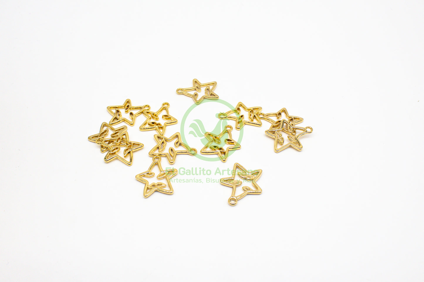 #593 Chapa de Oro - Dije Estrella Con Cara (PIEZA)