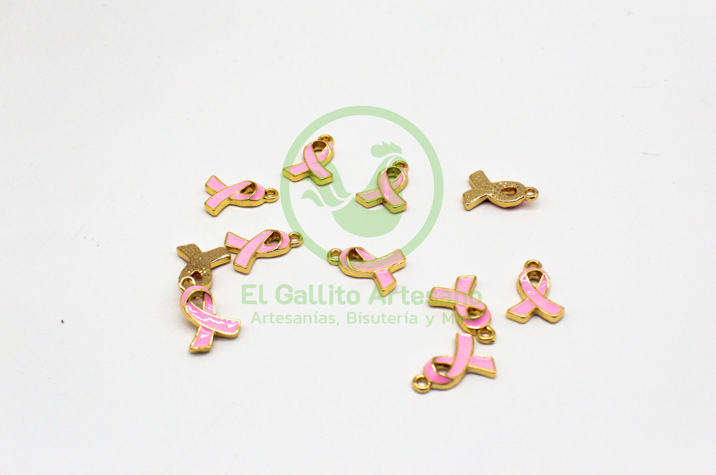 #737 Chapa de Oro - Dije Listón Rosa (PIEZA)
