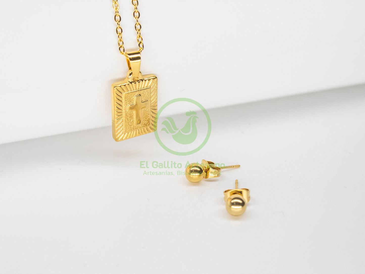 Collar Acero #22 - Cruz en Medalla