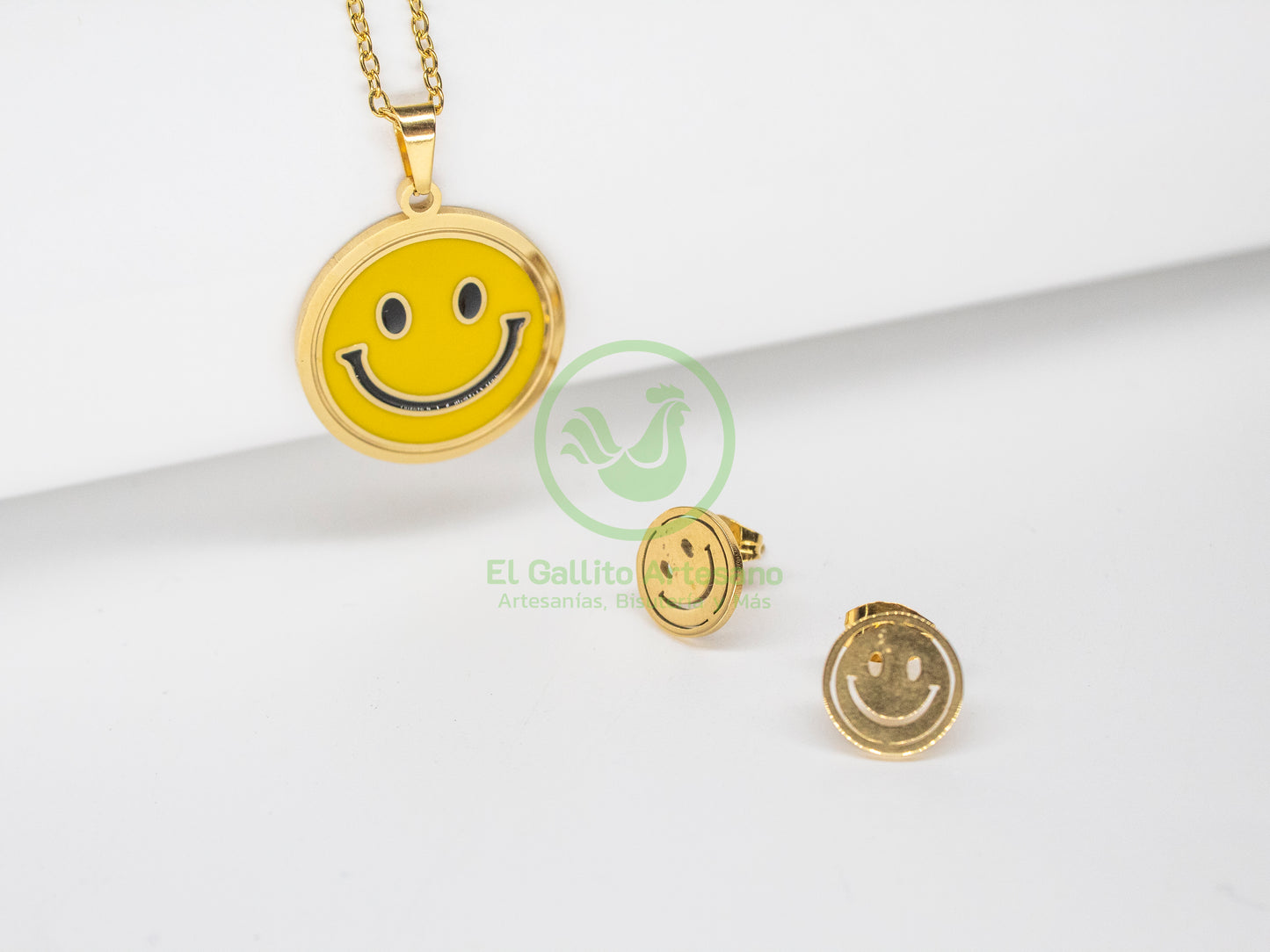Collar Acero #23 - Cara Feliz Amarilla
