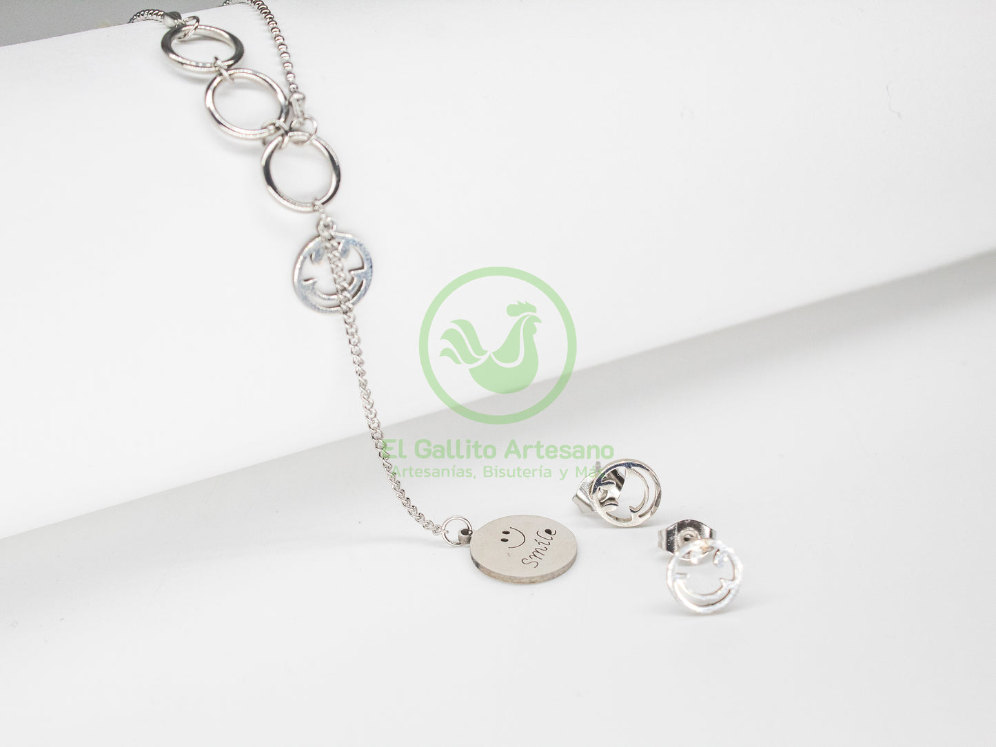 Collar Acero #41 - Smile Argollas Carita Feliz