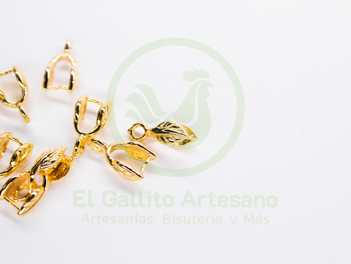 #215 Chapa de Oro - Pasa Cadena Fig. Hojas (Porta Dije )