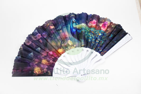 Abanico #22 | Pavo Real Azules