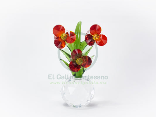 Adorno Cristal 25-1 #14 | Flor Roja