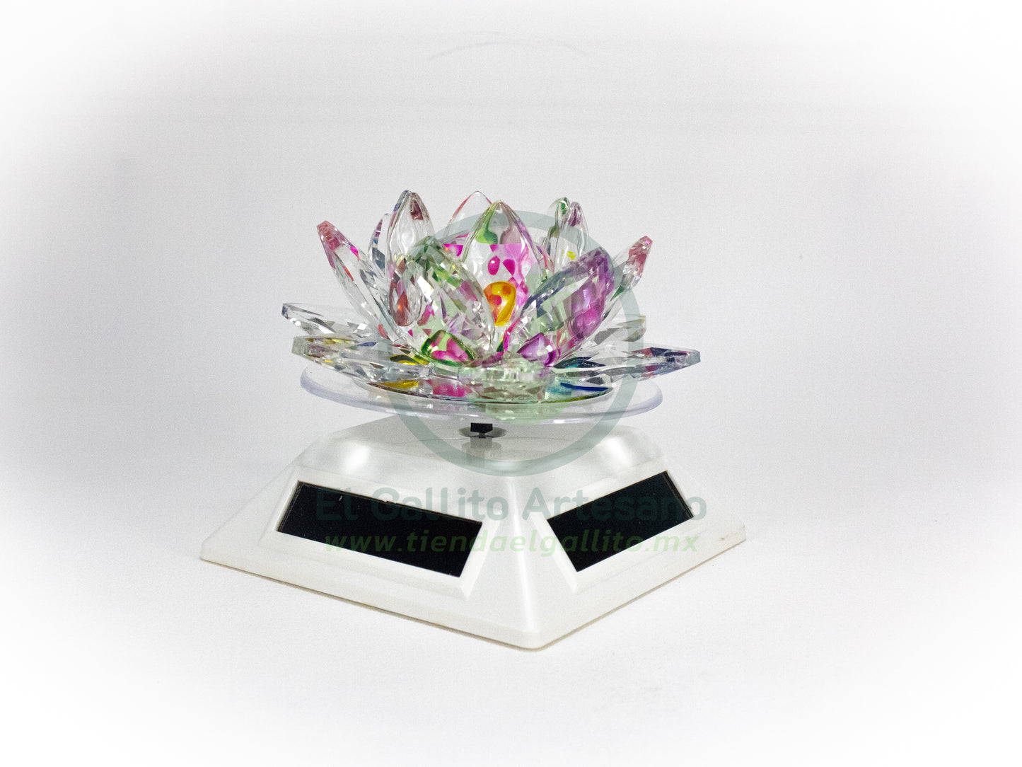 Adorno Cristal 25-1 #8 | Flor de Loto Base Arcoiris