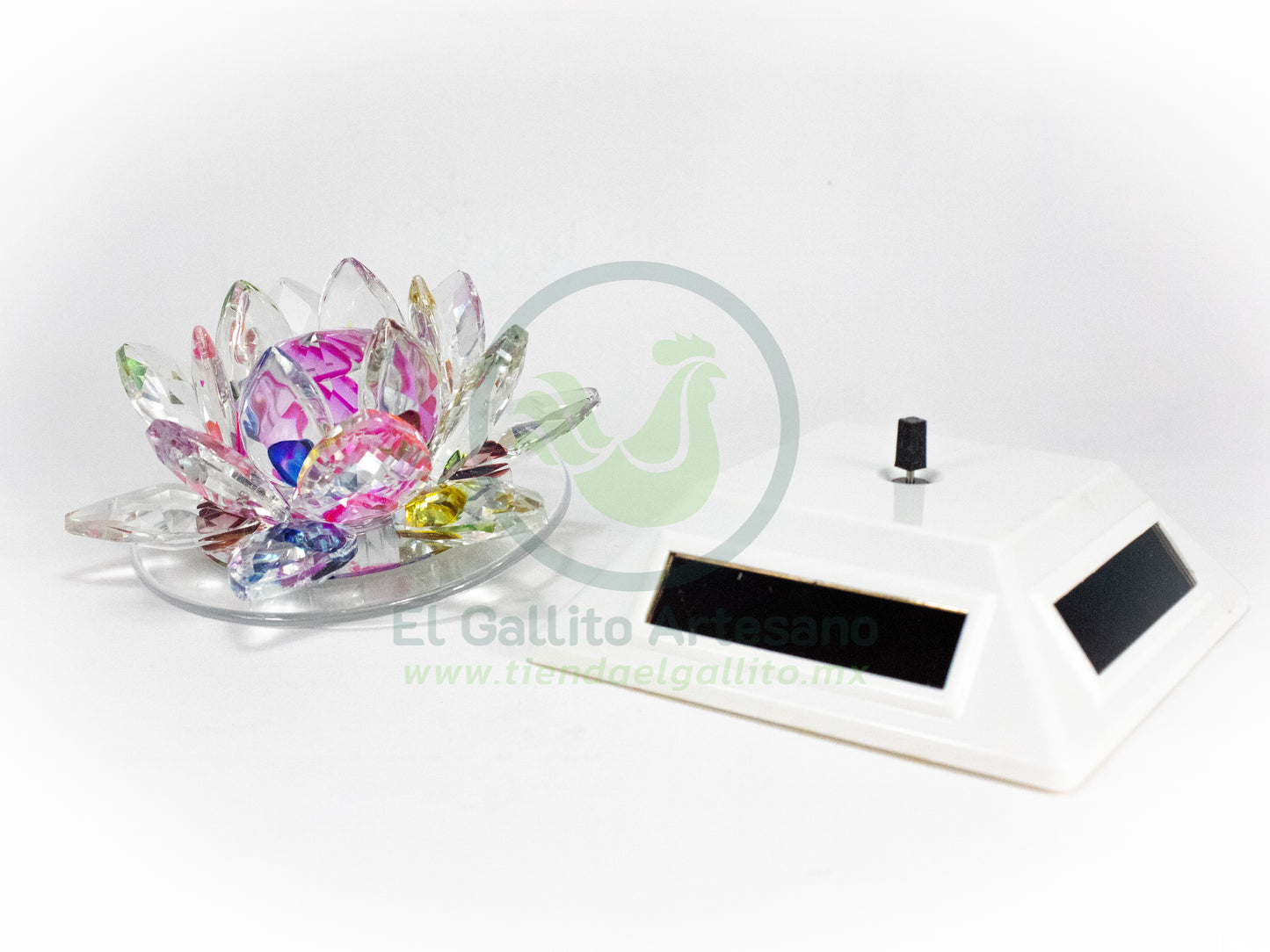 Adorno Cristal 25-1 #8 | Flor de Loto Base Arcoiris
