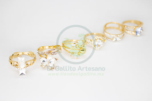 Anillo Acero MD2 | Dorado Cristal Grande 1