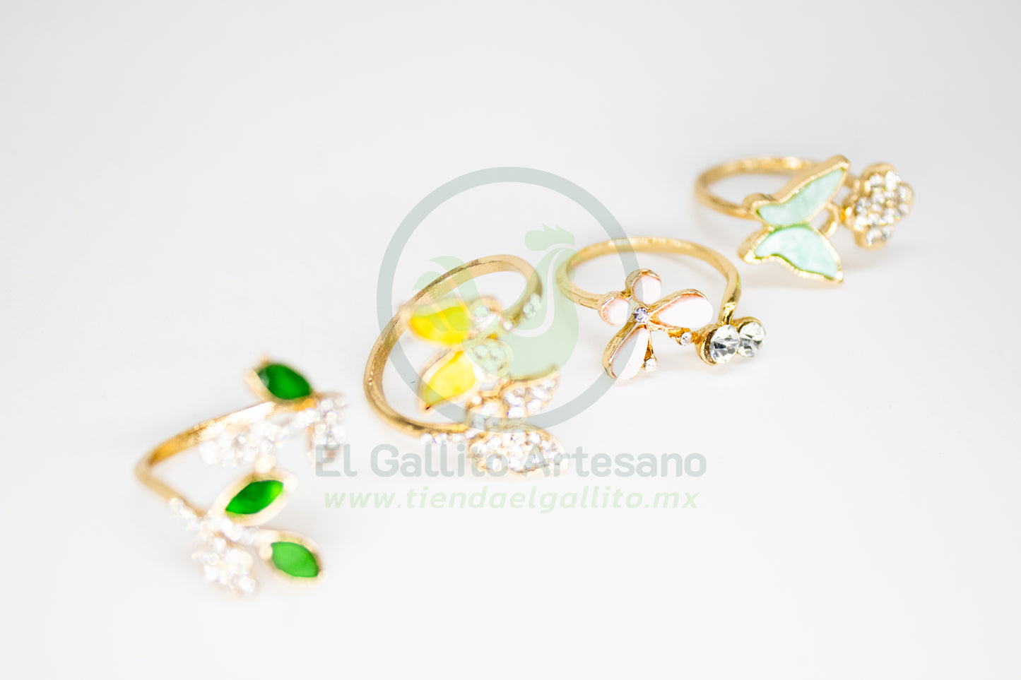 Anillo Acero MD3 | Flor Mariposas Esmalte