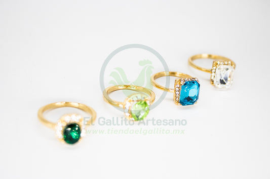 Anillo Acero MD2 | Gema Fig. Cristal Colores