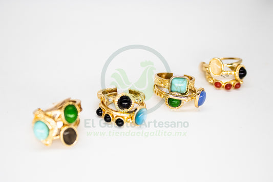 Anillo Acero MD3 | Trio Piedras 1