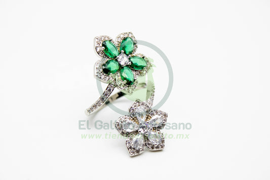 Anillo VIVI 61 | Flores Esmeralda Plata