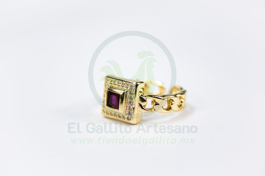Anillo Vivi Ym-36 | Cadena Cuadro C/ Gema