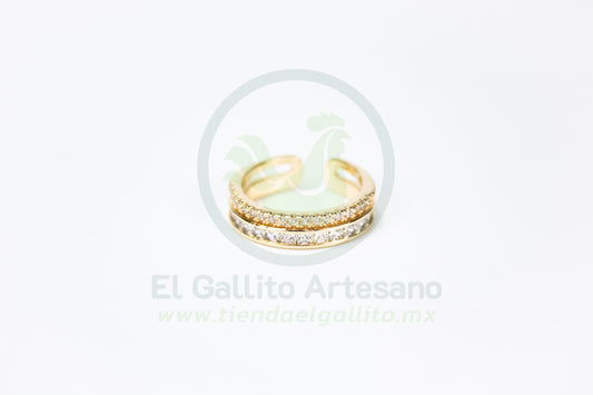 Anillo Vivi Zm-72 | Doble Linea Cristal Tamaños