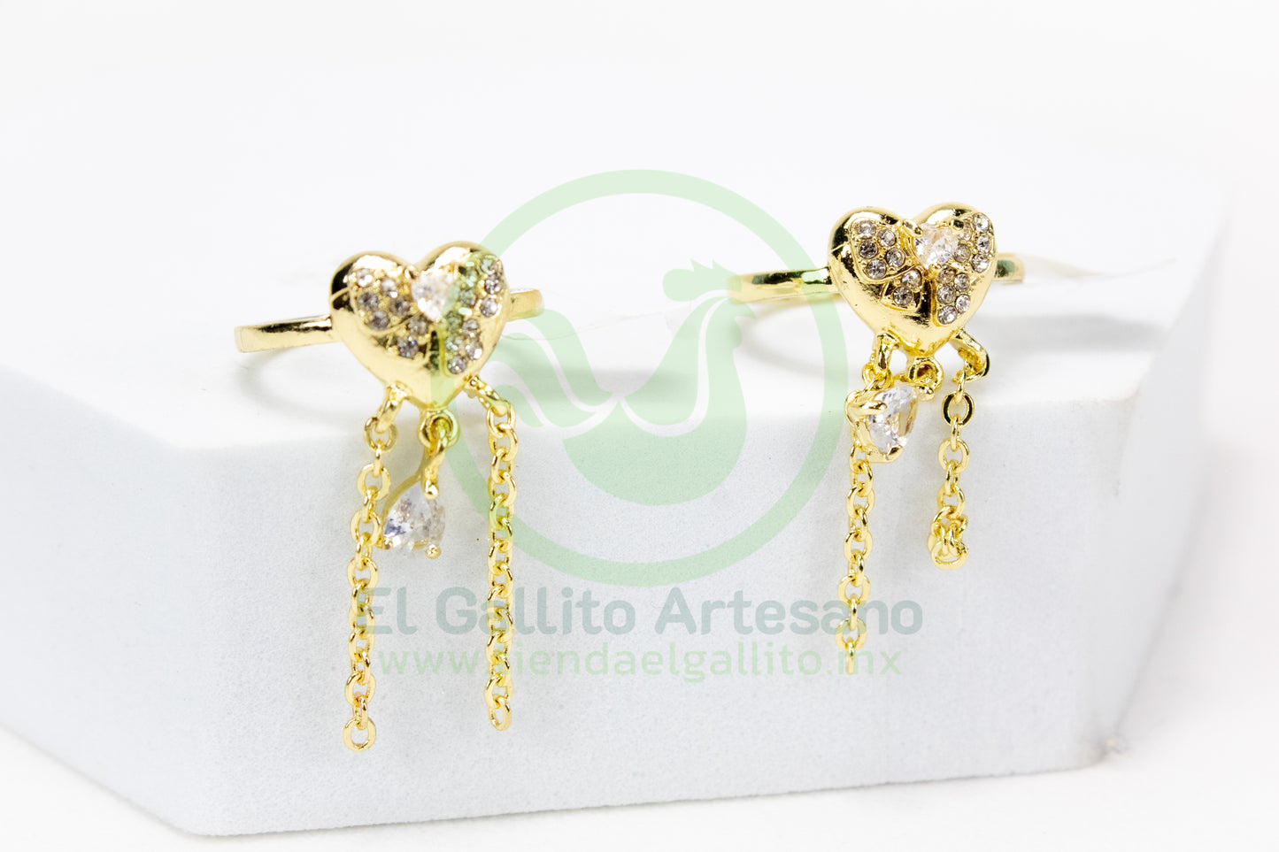 Anillo Acero MD2 | Corazón 3 Colgantes