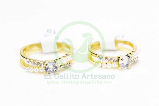 Anillo Acero MD2 | Perla Cristal Cuadrado