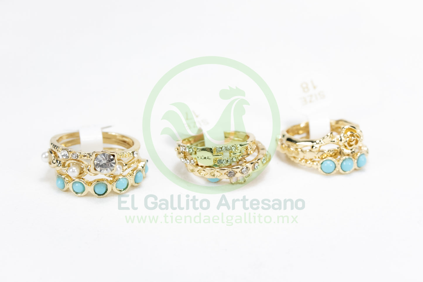 Anillo Acero MD4 | Turquesa Princesa Dorado