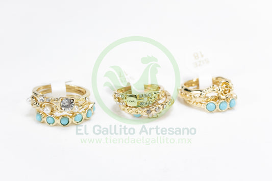Anillo Acero MD4 | Turquesa Princesa Dorado