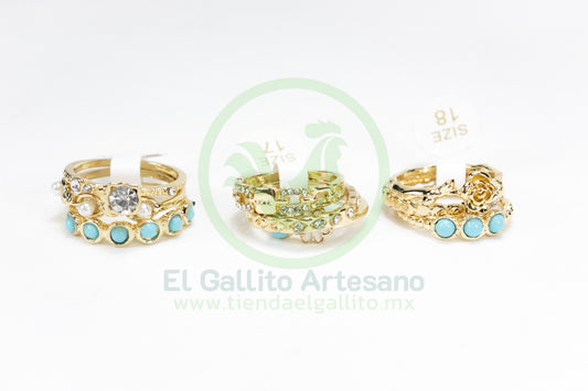 Anillo Acero MD4 | Turquesa Princesa Dorado